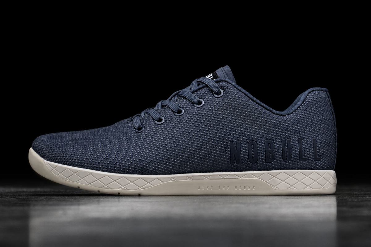 Nobull Superfabric Men\'s Trainers Navy White | Australia (EH3051)